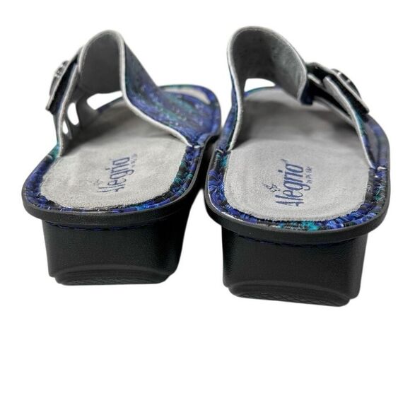 Alegria blue floral leather adjustable slide Julee sandal size 37 (7-7.5). NWOT - Picture 4 of 10
